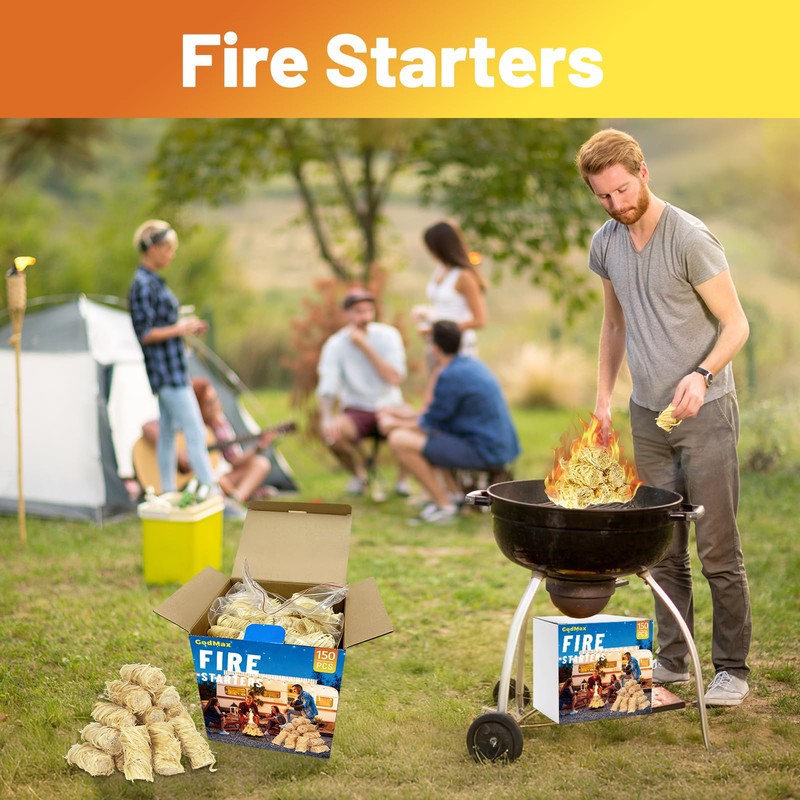150 pcs Fire Starter, Natural Fire Starters for Grill Campfires