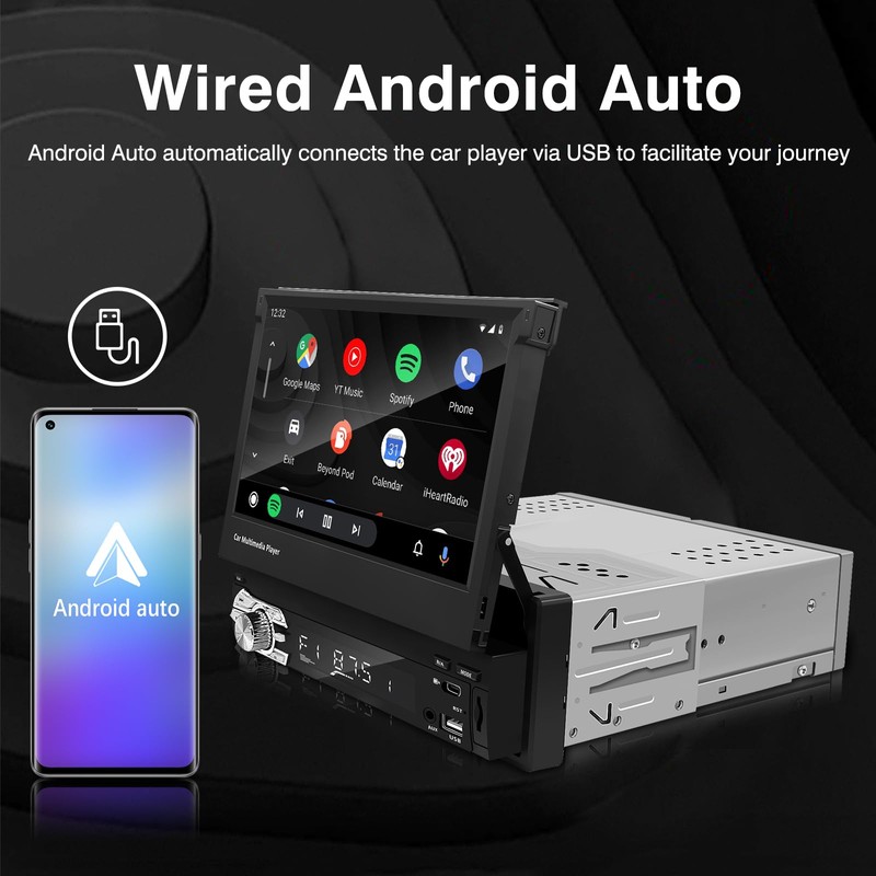 Single-Din-Touchscreen-Radio,Carplay&Android Auto,Car-Stereo-with Backup Camera Bluetooth/FM/RDS Radio/Type-C/USB/SD/MP4/MP5 Player EZoneTronics