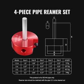 Happybuy PVC Pipe Reamer Kit, Aluminum Alloy, PVC Pipe Fitting Reamer Plumbing Tools Kit, PVC Socket Saver for SCH 40 ABS, PVC Pipe, Contains 3/2", 2", 3", 4"