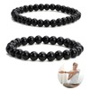 Black Obsidian Bracelet, 6/8 mm Beads Bracelet, Black Tourmaline, Elastic