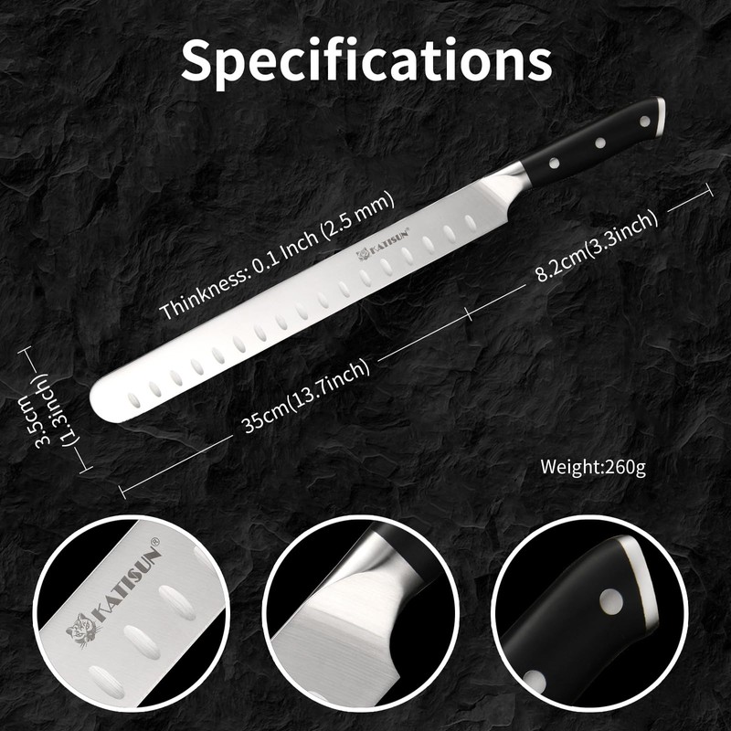 KATISUN Brisket Knife, 13.7 Inch Carving & Slicing Knife for