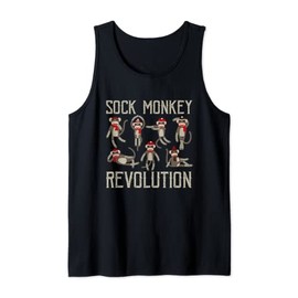 Sock Monkey Revolution Vintage Distressed Monkeys Santa Hat Tank Top