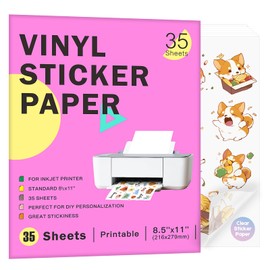 Premium Printable Clear Vinyl Sticker for Inkjet Printers 35 Sheets 8.5x11 Inch Waterproof & Vibrant Colours Retains Ink Well Tear Resistant Great for Cutting Machines