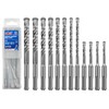 SALI Rotary Hammer Drill Bits 10 Pcs Set 3/16"*4"*2,1/4"*4"*2，1/4"*6"*2,5/16"*6"*1，3/8"*6"*2，1/2"*6"*1 Concrete