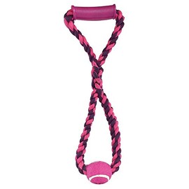 Fancy Pets Juguete Agarradera y Aro con Pelota para Perros Grande de Algodón Multicolor, Durable y Lavable, Estimula la Mandíbula y Refuerza Vínculo Afectivo, 50 Centímetros