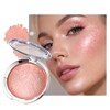 Pink Shimmer Highlighter Makeup, Natural Peach Blush Highlight Palette, Silky