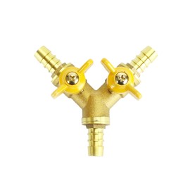 Areyourshop 3/8" Hose Barb Ball Valve Y Shaped 3 Way Connector Barb Brass Fitting OD 11mm