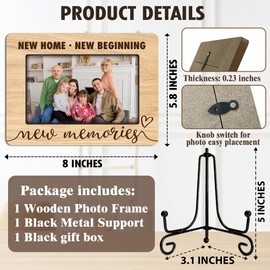 ukebobo House Warming Gifts New Home, New Home Picture Frame, Housewarming Picture Frames, New Home Gift Ideas for Family Couples, Wood Photo Frame with Stand for Desk Decor, 8 x 6 Inches-444