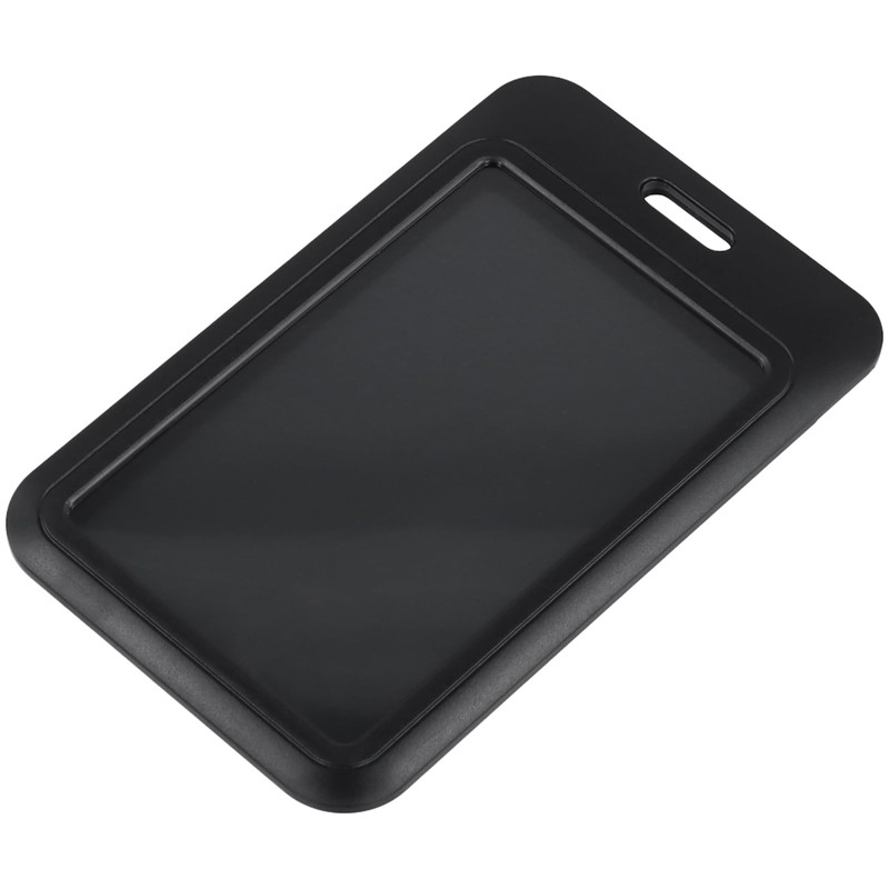 SINJEUN 50 Pack Sliding ID Badge Holder, Black Badge Holders
