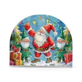 Christmas Gnomes Napkin Holder for Table Freestanding Tissue Dispenser Acrylic Gnome Snowfalke Cloth Napkin Holders for Kitchen Countertop Home