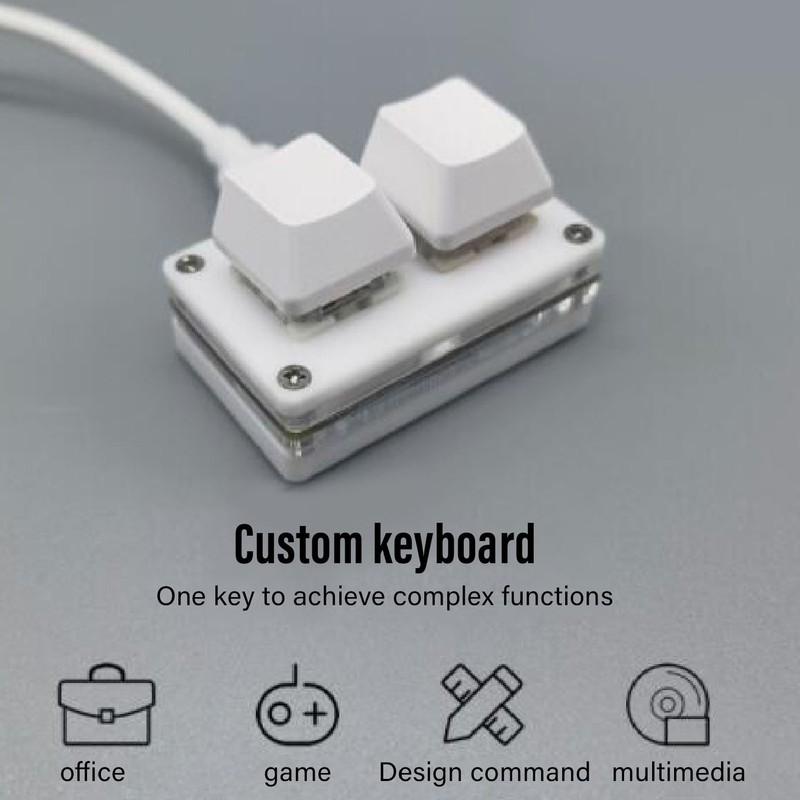 2 Key Gaming Keyboard Custom DIY Red Shaft Mini Mechanical