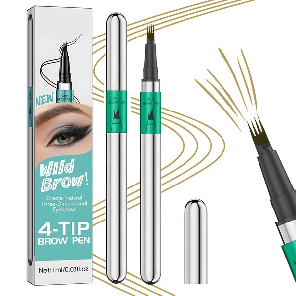 MOTIBACK Microblading Eyebrow Pen with 4-Fork-Tip- Waterproof & Smudge Proof