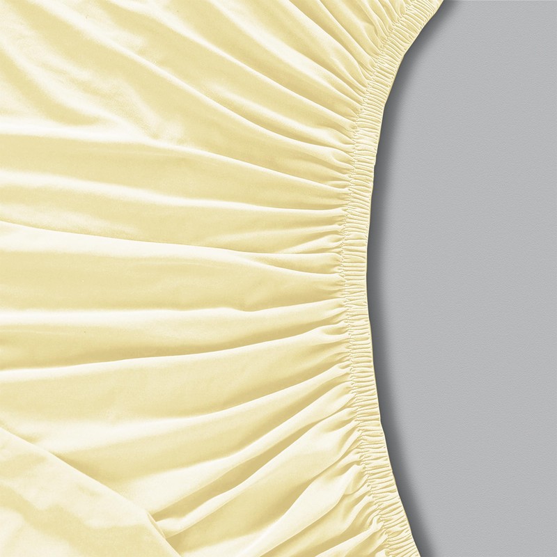 wyewye Double Fitted Sheet, Cream, 135x190 cm with 40 cm