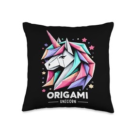 Origami Unicorn Paper Folding Art Throw Pillow
