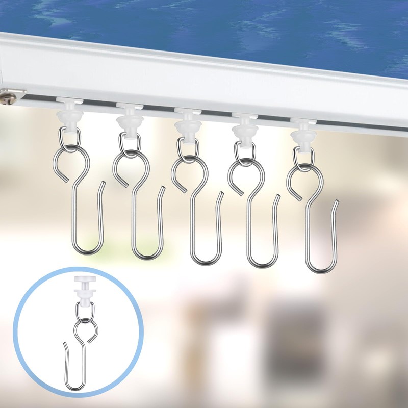 100 Pcs Curtain Track Gliders Hooks 50 Plastic Curtain Tracks