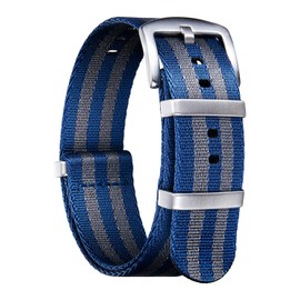 BINLUN Watch Band, Nylon Belt, Thick, 18mm 20mm 22mm 24mm Watch Strap, Premium Ballistic, Multicolor Watch Band, Silver/Black Buckle, Unisex, 20 Colors, multicolor (blue / gray), Classic
