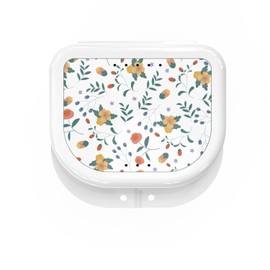 Retainer Cases Cute, Retainer Holder Case, 1 Pack, Aligner Case with Absolutely Colorful Cute Patterns, Night Guard Case with Floral Patterns (White)