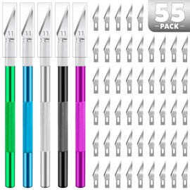TIFICAL 55 PCS Exacto Knife Set, 5 Piece Craft Knife and 50 Additional SK5 Blades, Hobby Knife for Miniatures, Professional Exacto Knife for Crafting, Precision Knives for Crafts