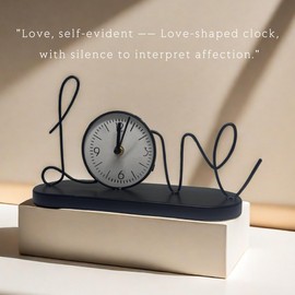 Mantel Clock | Classic Home Design | Black | Modern Classic Style for Desk, Table, Shelf or Bedside (Love)