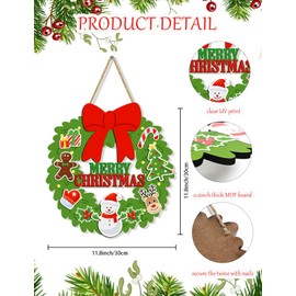 Merry Christmas Wreaths for Front Door Wood Welcome Hanging Sign Xmas Wall Decor for Indoor Outdoor Home Holiday Porch Decorrations