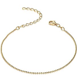 MATERIA by Matthias Wagner Filigree Women's Bracelet 925 Silver Ball Chain 17-22 cm Gold-Plated, Silver, Without Stone