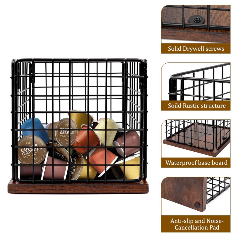 NutroLab Coffee Pod Holder Basket-Sturdy Coffee Pod Holder Organizer Large