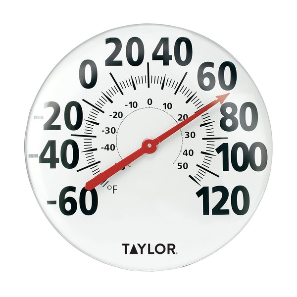 Taylor Extra Large Metal Wall Indoor Outdoor Thermometer, 18 inch