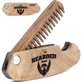 Enjoy The Wood Enjoy The Wood Beard Comb for Men, Folding Pocket Beard Accessories for Men, Engraved Walnut Wooden Comb for Moustache, Beard & Hair - Perfect Gift For Him (Gift for Him (Skull)) (Model BM)