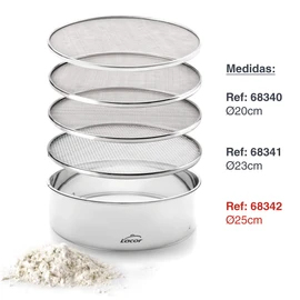 LACOR 4 AUSTAUSCHBARE MASCHE-SIEB 25 cm, 25X25X5 cm, Silber