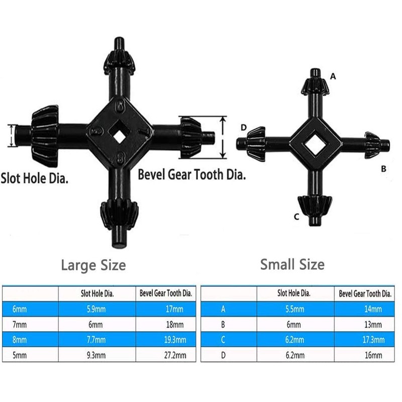 Eyech 2Pcs 4 in 1 Drill Chuck Key, 4 Way