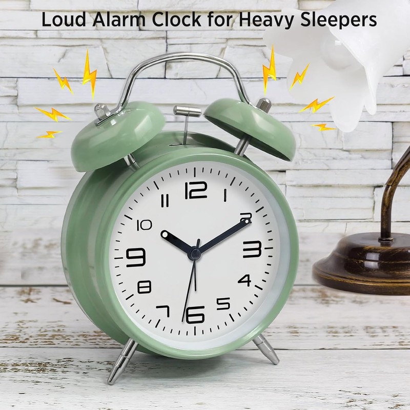 Loud Alarm Clock for Heavy Sleepers Adults, Metal 4 Inches