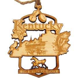 Kentucky Ornament Wooden Christmas Tree Decoration The Bluegrass State Holiday Décor Made in The USA
