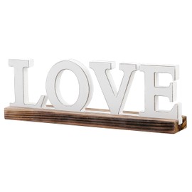 Sintosin Rustic Love Signs Decor 12", Farmhouse Wooden Love Signs for Home Decor, Distressed White Wedding Signs for Tabletop, Decorative Bedroom Signs for Valentine Thanksgiving Christmas