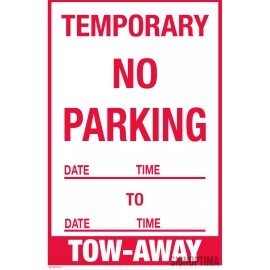Temporary No Parking Sign , 18"x12" Cardboard Set of Two