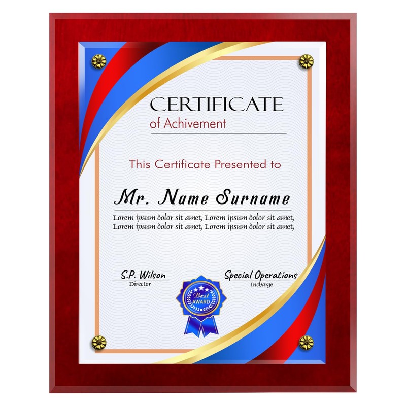 Classic Awards Certificate Holder Award Plaque - Certificate Holder -