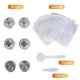 Reusable Capsules for Nespresso OriginalLine - 6pcs Espresso Refillable Pods Stainless Steel Coffee Pods Compatible for Nespresso Originaline Machine(6 Pods+200pcs Lids)