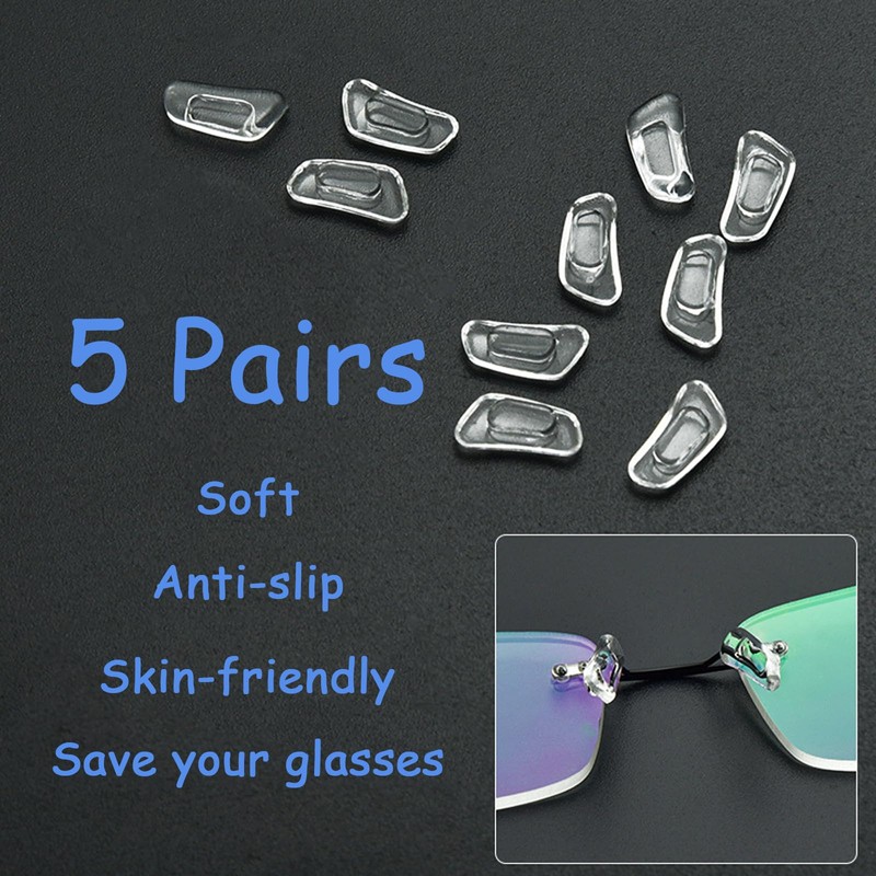 TORWOL Glasses Nose Pad 5 Pairs,Anti-Slip Silicone Push-in Replacement Glasses