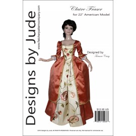 Designs by Jude Outlander Claire Fraser Sewing Pattern for 22" American Model Dolls Poldark