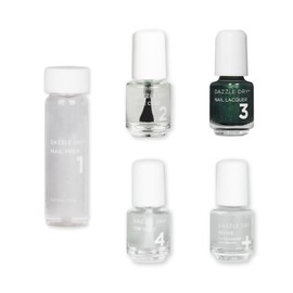 Dazzle Dry Mini Kit 4 Step System - Evergreen - A pine green with blue glitter flecks. Full-coverage glitter. (5 Piece Kit / 5 Manicures)