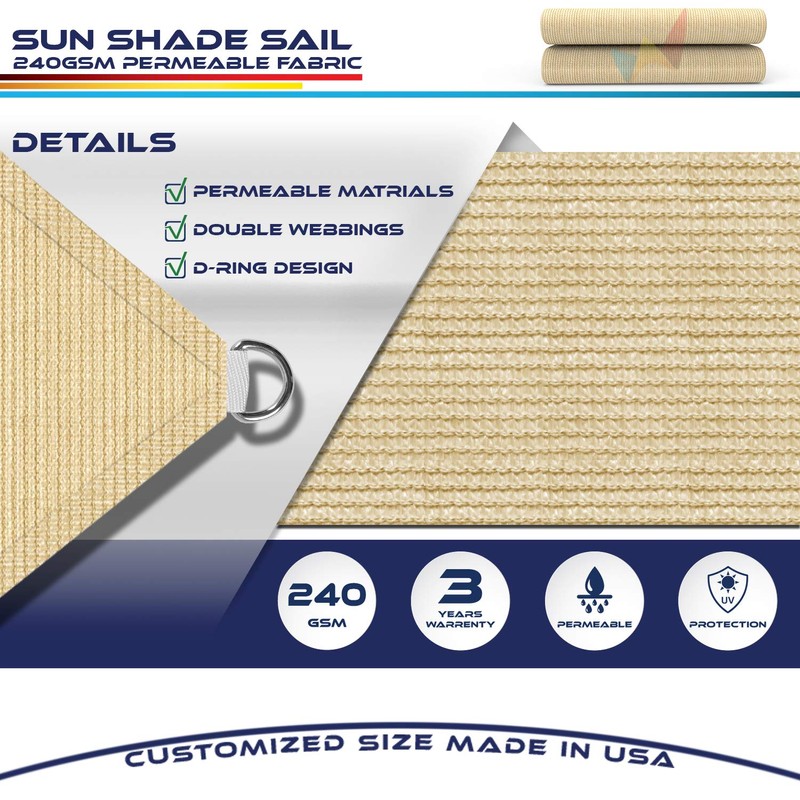 Windscreen4less Straight Edge Sun Shade Sail 6' x 15' Sun