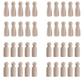 40 Pcs Wooden Peg Dolls Wooden Tiny Doll Wood Female Male Plain Blank Bodies for DIY Art Decoration Painting Wedding Party
