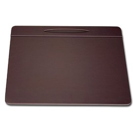 Dacasso Chocolate Brown Leatherette 17" x 14" Top-Rail Pen Well Conference Pad