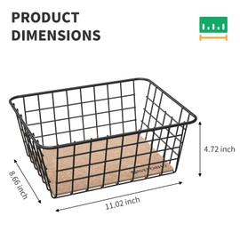 Metal Wire Baskets for Organizing, Farmhouse Bathroom Decor Tray, Chest Freezer Organizer, Storage Bins for Pantry, Entryway, Closet, Countertop, Bedroom, Bathroom, Office, Set of 4 (Black)