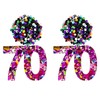 RareLove 70th Birthday Earrings for Women, Pink Number 70 Colorful
