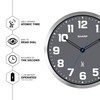 Sharp Atomic Analog Wall Clock - 12" Grey Face, Silver