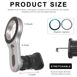 MUQIDA Car Phnoe Mount, 360 ° Adjustable Air Vent Magnetic Phone Holder for Women Men, Hands Free Vehicle Vent Phone Mount for Most Smartphones, Universal Car Accessories (Silver)