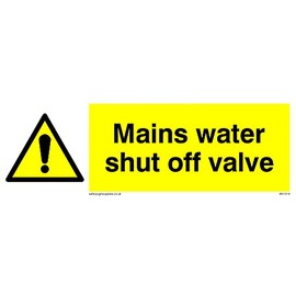Pack of five - Mains Water Shut Off Valve Sign - 150x50mm - L15