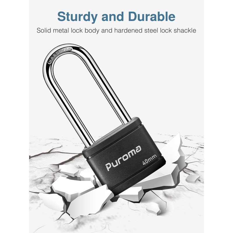 Puroma 2 Pack Keyed Padlock with 3 Keys, 2.5 Inch