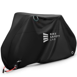 Bike Safety Lab Thick Bicycle Cover 420D Adult Bicycle Heavy Duty Fabric Front and Rear Lock Hole Water Resistant PU Coat UV Protection Wind Proof Buckle Black