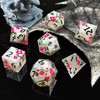 HAOMEJA Resin Flower Dice Set 7pcs/ Sharp Edged Polyhedral Dice/Apply